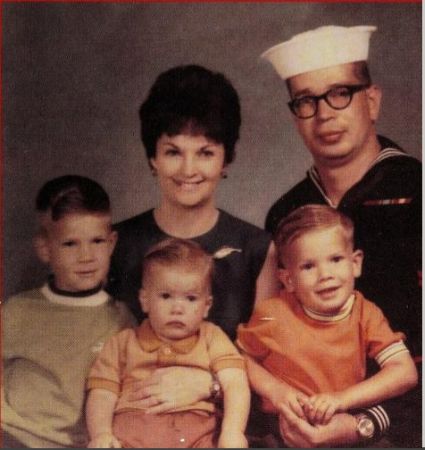 A 1968 picture of JoAnne Harrison with her husband Rick Harrison and their three sons. 